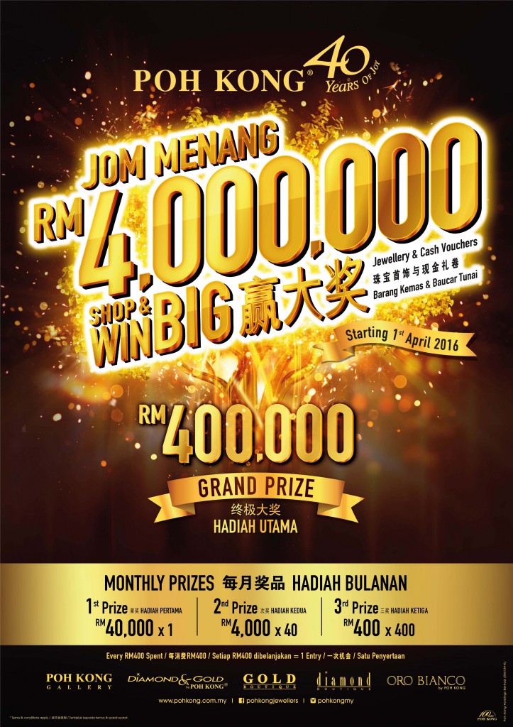 Poh Kong to Give Away RM4m Worth of Prizes for Its 40th Anniversary