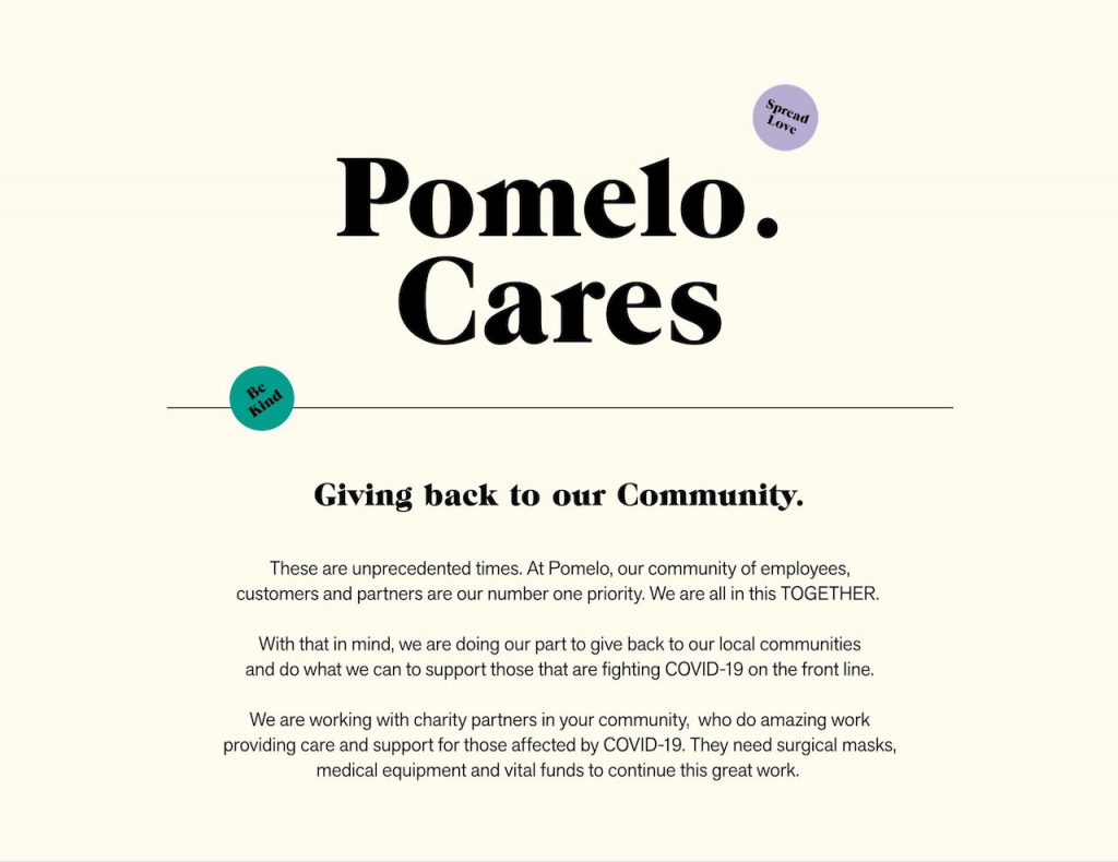 Pomelo Joins Fashion Industry’s Fight Against Covid19 Pamper.My